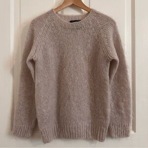 Howlin Mohair Wool Sweater Beige Crewneck Fuzzy Size Small